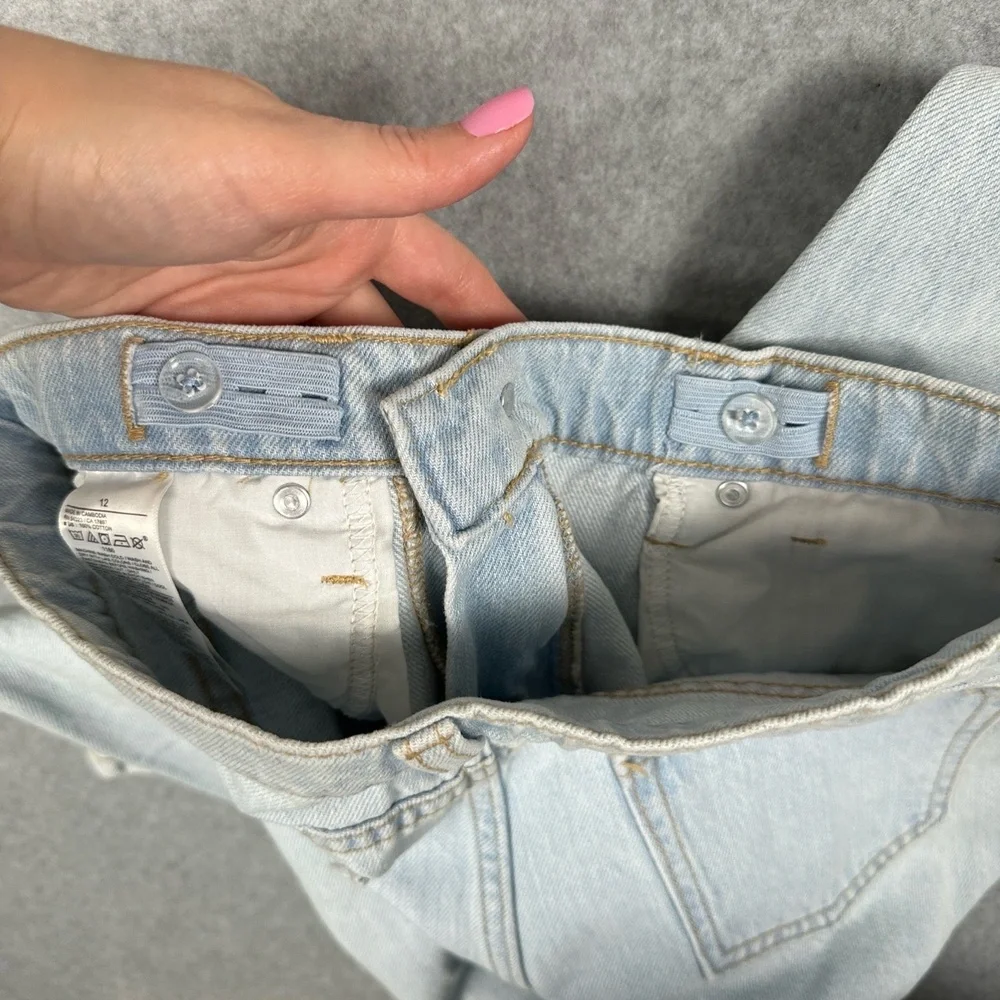 Old‎ Navy Jeans Girls 12 Light Wash High Rise Slouchy Straight Blue Denim